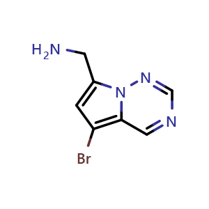Chemical structure of 1-{5-bromopyrrolo[2,1-f][1,2,4]triazin-7-yl}methanamine , CAS 1526987-15-4, AChemBlock S79541