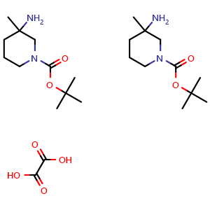 Chemical structure of tert-butyl 3-amino-3-methylpiperidine-1-carboxylate hemioxalate , CAS 1523617-95-9, AChemBlock S79561