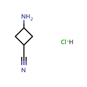 Chemical structure of 3-aminocyclobutane-1-carbonitrile hydrochloride , CAS 1523572-04-4, AChemBlock S79567