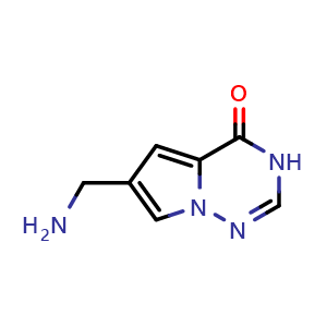 Chemical structure of 6-(aminomethyl)-3H,4H-pyrrolo[2,1-f][1,2,4]triazin-4-one , CAS 1522904-73-9, AChemBlock S79577