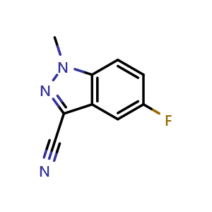 Chemical structure of 5-fluoro-1-methyl-indazole-3-carbonitrile , CAS 1521998-47-9, AChemBlock S79582