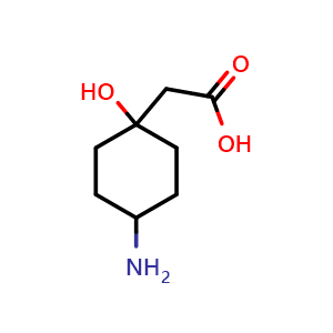 Chemical structure of 2-(4-amino-1-hydroxy-cyclohexyl)acetic acid , CAS 1519459-85-8, AChemBlock S79589