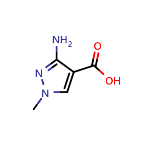 Chemical structure of 3-amino-1-methyl-1H-pyrazole-4-carboxylic acid , CAS 151733-97-0, AChemBlock S79596