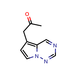 Chemical structure of 1-{pyrrolo[2,1-f][1,2,4]triazin-5-yl}propan-2-one , CAS 1516253-36-3, AChemBlock S79601