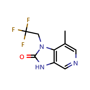 Chemical structure of 7-methyl-1-(2,2,2-trifluoroethyl)-3H-imidazo[4,5-c]pyridin-2-one , CAS 1513846-85-9, AChemBlock S79607