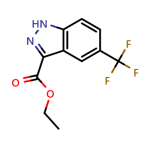 Chemical structure of ethyl 5-(trifluoromethyl)-1H-indazole-3-carboxylate , CAS 1512963-00-6, AChemBlock S79612