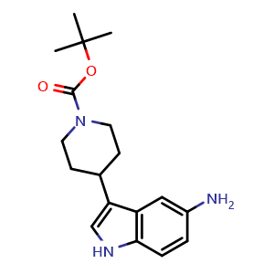 Chemical structure of tert-butyl 4-(5-amino-1H-indol-3-yl)piperidine-1-carboxylate , CAS 151273-40-4, AChemBlock S79613