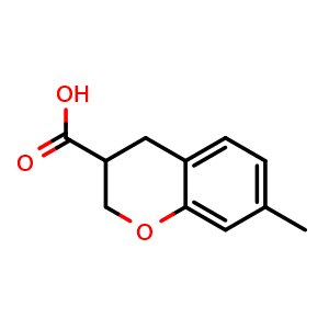 Chemical structure of 7-methyl-3,4-dihydro-2H-1-benzopyran-3-carboxylic acid , CAS 1512523-25-9, AChemBlock S79615