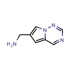 Chemical structure of 1-{pyrrolo[2,1-f][1,2,4]triazin-6-yl}methanamine , CAS 1512068-38-0, AChemBlock S79619