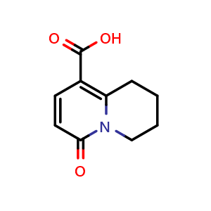 Chemical structure of 6-Oxo-2,3,4,6-tetrahydro-1H-quinolizine-9-carboxylic acid , CAS 1511756-34-5, AChemBlock S79620