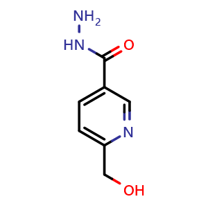 Chemical structure of 6-(hydroxymethyl)pyridine-3-carbohydrazide , CAS 1511319-26-8, AChemBlock S79622