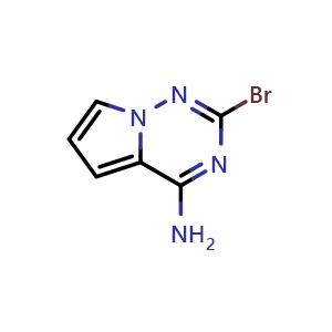 Chemical structure of 2-bromopyrrolo[2,1-f][1,2,4]triazin-4-amine , CAS 1511230-88-8, AChemBlock S79623