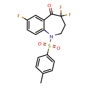 Chemical structure of 4,4,7-trifluoro-1-(4-methylbenzenesulfonyl)-2,3,4,5-tetrahydro-1H-1-benzazepin-5-one , CAS 1510826-20-6, AChemBlock S79628