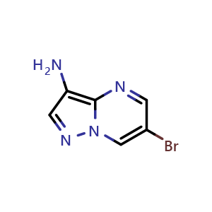 Chemical structure of 6-bromopyrazolo[1,5-a]pyrimidin-3-amine , CAS 1508567-18-7, AChemBlock S79637