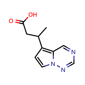 Chemical structure of 3-{pyrrolo[2,1-f][1,2,4]triazin-5-yl}butanoic acid , CAS 1508499-24-8, AChemBlock S79638