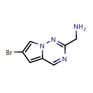 Chemical structure of 1-{6-bromopyrrolo[2,1-f][1,2,4]triazin-2-yl}methanamine , CAS 1507810-63-0, AChemBlock S79641