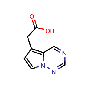 Chemical structure of 2-{pyrrolo[2,1-f][1,2,4]triazin-5-yl}acetic acid , CAS 1507180-58-6, AChemBlock S79642