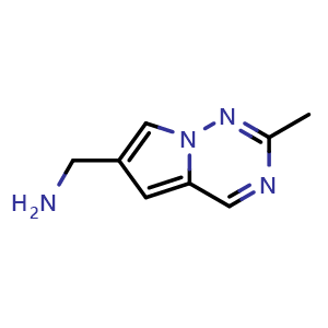 Chemical structure of 1-{2-methylpyrrolo[2,1-f][1,2,4]triazin-6-yl}methanamine , CAS 1506139-49-6, AChemBlock S79643