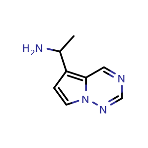 Chemical structure of 1-{pyrrolo[2,1-f][1,2,4]triazin-5-yl}ethan-1-amine , CAS 1505923-93-2, AChemBlock S79644