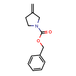 Chemical structure of benzyl 3-methylidenepyrrolidine-1-carboxylate , CAS 150543-35-4, AChemBlock S79647