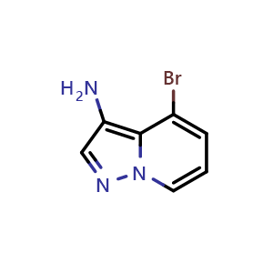 Chemical structure of 4-bromopyrazolo[1,5-a]pyridin-3-amine , CAS 1505337-09-6, AChemBlock S79648