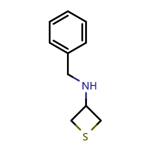 Chemical structure of N-benzylthietan-3-amine , CAS 1505221-08-8, AChemBlock S79649