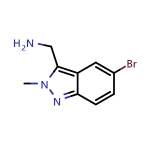 Chemical structure of (5-bromo-2-methyl-2H-indazol-3-yl)methanamine , CAS 1503676-96-7, AChemBlock S79658