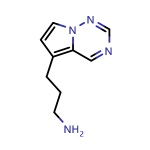 Chemical structure of 3-{pyrrolo[2,1-f][1,2,4]triazin-5-yl}propan-1-amine , CAS 1502217-05-1, AChemBlock S79665