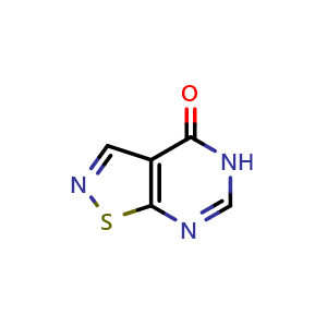 Chemical structure of 4H,5H-[1,2]thiazolo[5,4-d]pyrimidin-4-one , CAS 1498711-48-0, AChemBlock S79679