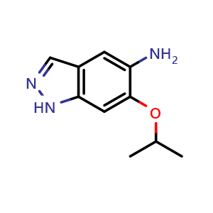 Chemical structure of 6-(propan-2-yloxy)-1H-indazol-5-amine , CAS 1498329-80-8, AChemBlock S79680