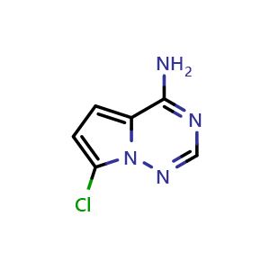 Chemical structure of 7-chloropyrrolo[2,1-f][1,2,4]triazin-4-amine , CAS 1497424-16-4, AChemBlock S79683