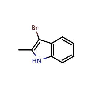 Chemical structure of 3-bromo-2-methyl-1H-indole , CAS 1496-78-2, AChemBlock S79686
