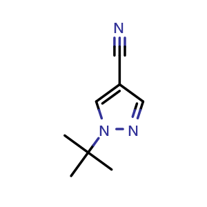 Chemical structure of 1-tert-butyl-1H-pyrazole-4-carbonitrile , CAS 149139-43-5, AChemBlock S79710