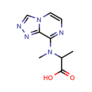 Chemical structure of 2-[methyl({[1,2,4]triazolo[4,3-a]pyrazin-8-yl})amino]propanoic acid , CAS 1485736-90-0, AChemBlock S79730