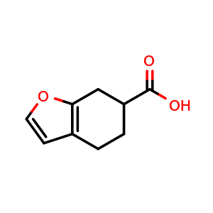 Chemical structure of 4,5,6,7-tetrahydro-1-benzofuran-6-carboxylic acid , CAS 1481114-96-8, AChemBlock S79738