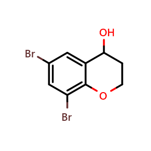 Chemical structure of 6,8-dibromo-3,4-dihydro-2H-1-benzopyran-4-ol , CAS 1479024-38-8, AChemBlock S79744