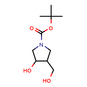 Chemical structure of tert-butyl 3-hydroxy-4-(hydroxymethyl)pyrrolidine-1-carboxylate , CAS 147722-75-6, AChemBlock S79749