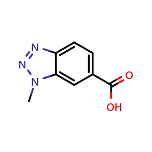 Chemical structure of 1-methyl-1H-1,2,3-benzotriazole-6-carboxylic acid , CAS 147137-39-1, AChemBlock S79769