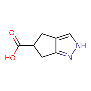 Chemical structure of 2H,4H,5H,6H-cyclopenta[c]pyrazole-5-carboxylic acid , CAS 1466865-03-1, AChemBlock S79778