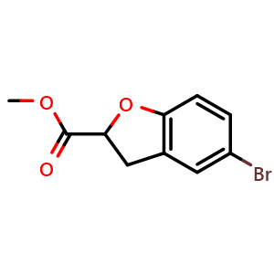 Chemical structure of methyl 5-bromo-2,3-dihydro-1-benzofuran-2-carboxylate , CAS 1463457-51-3, AChemBlock S79784