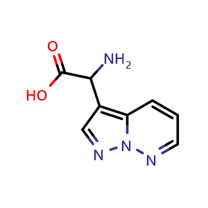 Chemical structure of 2-amino-2-{pyrazolo[1,5-b]pyridazin-3-yl}acetic acid , CAS 1461705-49-6, AChemBlock S79793
