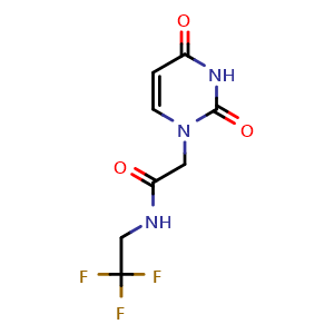 Chemical structure of 2-(2,4-dioxopyrimidin-1-yl)-N-(2,2,2-trifluoroethyl)acetamide , CAS 1458651-92-7, AChemBlock S79799