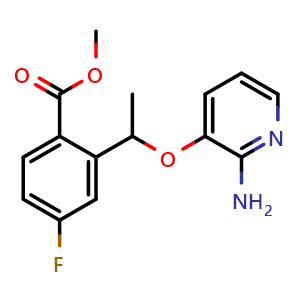 Chemical structure of methyl 2-[1-[(2-amino-3-pyridyl)oxy]ethyl]-4-fluoro-benzoate , CAS 1454848-04-4, AChemBlock S79809
