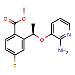 Chemical structure of methyl 2-[(1R)-1-[(2-aminopyridin-3-yl)oxy]ethyl]-4-fluorobenzoate , CAS 1454847-99-4, AChemBlock S79810