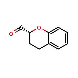 Chemical structure of (2R)-3,4-dihydro-2H-1-benzopyran-2-carbaldehyde , CAS 1451408-60-8, AChemBlock S79821