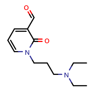 Chemical structure of 1-[3-(diethylamino)propyl]-2-oxo-1,2-dihydropyridine-3-carbaldehyde , CAS 1447958-22-6, AChemBlock S79846