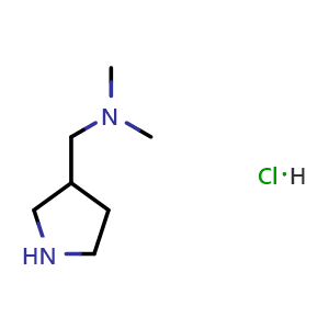 Chemical structure of dimethyl[(pyrrolidin-3-yl)methyl]amine hydrochloride , CAS 1443980-26-4, AChemBlock S79878