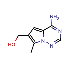 Chemical structure of {4-amino-7-methylpyrrolo[2,1-f][1,2,4]triazin-6-yl}methanol , CAS 1443532-10-2, AChemBlock S79886