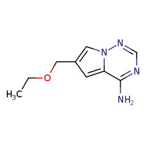Chemical structure of 6-(Ethoxymethyl)pyrrolo[2,1-f][1,2,4]triazin-4-amine , CAS 1443531-68-7, AChemBlock S79889
