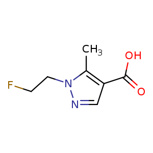 Chemical structure of 1-(2-fluoroethyl)-5-methyl-1H-pyrazole-4-carboxylic acid , CAS 1443279-66-0, AChemBlock S79899